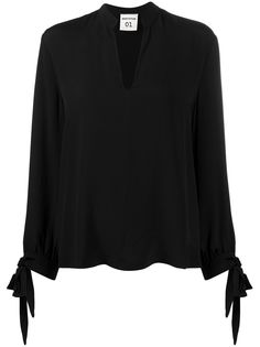 Semicouture блузка с V-образным вырезом и завязками на манжетах
