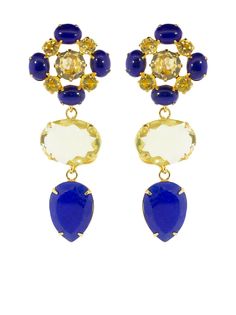 Bounkit Jewelry серьги-клипсы с кварцем и лазуритом
