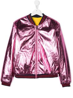The Marc Jacobs Kids куртка-бомбер с эффектом металлик