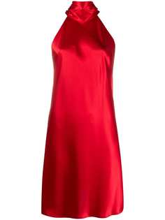 Galvan атласное длинное платье мини с вырезом халтер