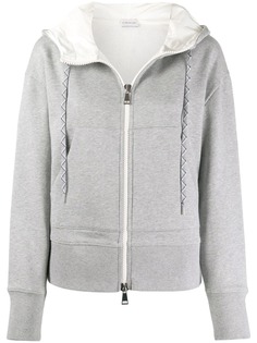 Moncler худи на молнии с нашивкой-логотипом