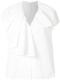 Delpozo блузка асимметричного кроя с оборками