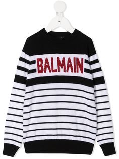 Balmain Kids джемпер с контрастными полосками и логотипом