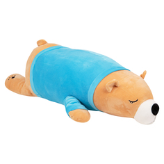 Мягкая игрушка Игруша Медведь в голубой футболке 100 см цвет: бежевый