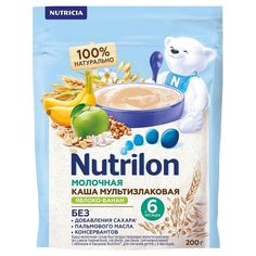 Каша Nutrilon молочная мультизлаковая яблоко и банан с 6 месяцев, 200 г