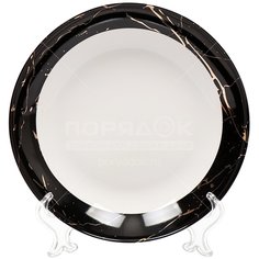 Тарелка суповая керамическая, 200 мм, Черный мрамор Daniks