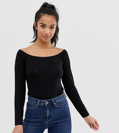 Черный лонгслив с открытыми плечами ASOS DESIGN Petite