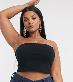 Черный кроп-топ бандо из органического хлопка ASOS DESIGN Curve Ultimate-Черный цвет
