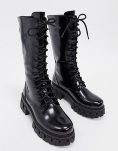 Черные ботинки со шнуровкой на массивной подошве Koi Footwear-Черный