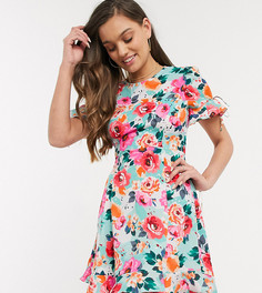 Платье мини с оборками и цветочным принтом Brave Soul Petite-Многоцветный