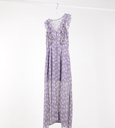 Платье макси лавандового цвета с мелким цветочным принтом Brave Soul Petite-Фиолетовый