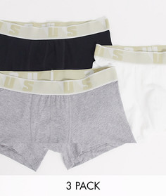 Набор из 3 боксеров-брифов с названием бренда на поясе ASOS Unrvlld Supply-Мульти