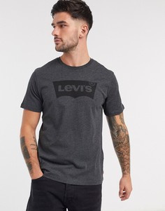 Темно-серая футболка с логотипом Levis-Черный