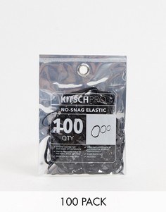 Набор из 100 черных резинок для волос со скользящим покрытием Kitsch-Бесцветный