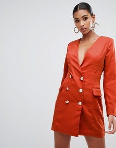 Платье-блейзер с пуговицами In The Style-Оранжевый