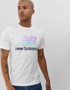 Белая футболка с крупным логотипом New Balance-Белый