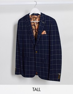 Приталенный пиджак в клетку Harry Brown Tall-Темно-синий