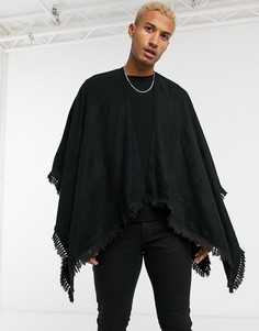 Кейп с принтом и помпонами ASOS DESIGN-Черный