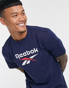 Темно-синяя футболка с логотипом в виде вектора Reebok Classics-Темно-синий