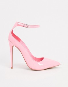 Розовые лакированные туфли-лодочки на каблуке-шпильке ASOS DESIGN-Розовый цвет