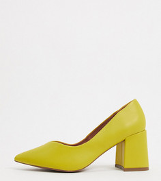 Туфли-лодочки для широкой стопы на среднем каблуке ASOS DESIGN-Желтый