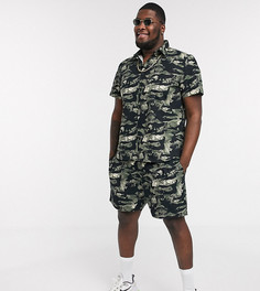 Камуфляжные шорты из ткани рипстоп New Look Plus & Tall-Черный цвет