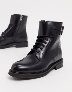 Черные кожаные байкерские ботинки AllSaints-Черный цвет