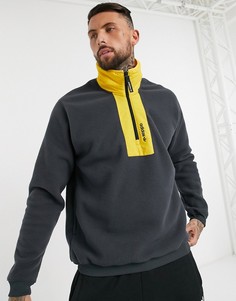 Серый флисовый топ с короткой молнией adidas Originals