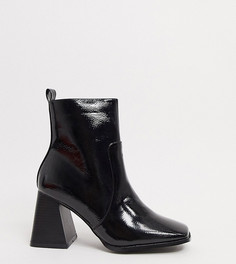 Черные лакированные ботильоны с квадратным носом RAID Wide Fit-Черный цвет