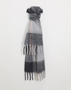Темно-серый меланжевый длинный шарф Pieces