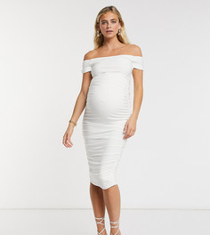 Белое платье мидакси с открытыми плечами Club L London Maternity-Белый