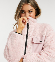 Куртка из искусственного меха в стиле oversized на молнии Wednesdays Girl-Розовый