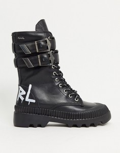 Черные высокие ботинки с пряжкой на массивной подошве Karl Lagerfeld-Черный цвет