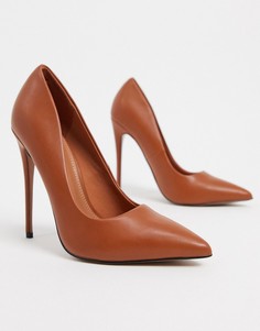 Светло-коричневые туфли-лодочки на каблуке-шпильке ASOS DESIGN-Коричневый цвет