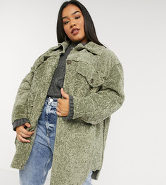 Шалфейно-зеленая куртка-рубашка ASOS DESIGN Curve-Зеленый
