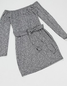 Серое платье мини с открытыми плечами I Saw It First-Серый