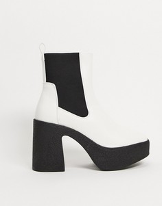 Светлые ботинки челси на массивном каблуке Public Desire-Белый