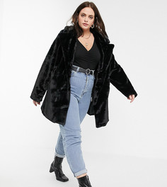 Пальто в стиле oversized из искусственного меха Wednesdays Girl Curve-Черный