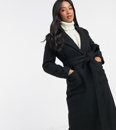 Черное пальто удлиненного кроя с поясом Y.A.S Petite-Черный