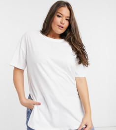 Длинная белая футболка с разрезами по бокам ASOS DESIGN Curve-Белый