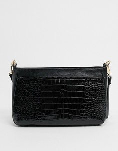 Черная сумка на плечо с отделкой под кожу крокодила Truffle-Черный