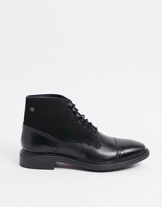 Черные кожаные ботинки со вставкой на носке Base London-Черный цвет