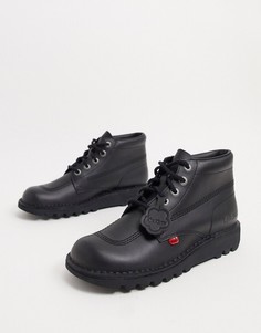 Черные кожаные высокие ботинки Kickers-Черный