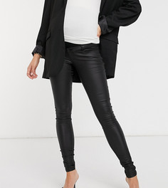 Черные джинсы с посадкой над животом и покрытием Mamalicious Maternity-Черный цвет Mama.Licious