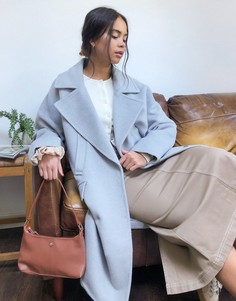Серое oversized-пальто с широкими лацканами Gianni Feraud-Серый