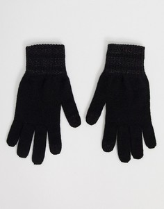 Черные перчатки с отделкой люрексом Levis-Черный