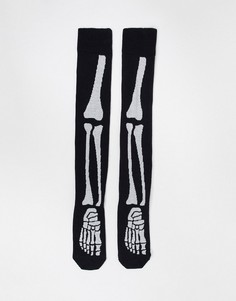 Гольфы на Хэллоуин с принтом скелета ASOS DESIGN-Черный