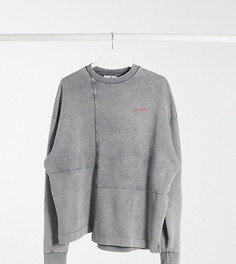 Oversized-свитшот с отстрочкой и асимметричным краем COLLUSION Unisex-Серый