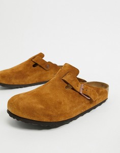 Бежевые замшевые слипоны Birkenstock-Коричневый