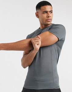 Серая обтягивающая футболка из быстросохнущей ткани ASOS 4505-Серый